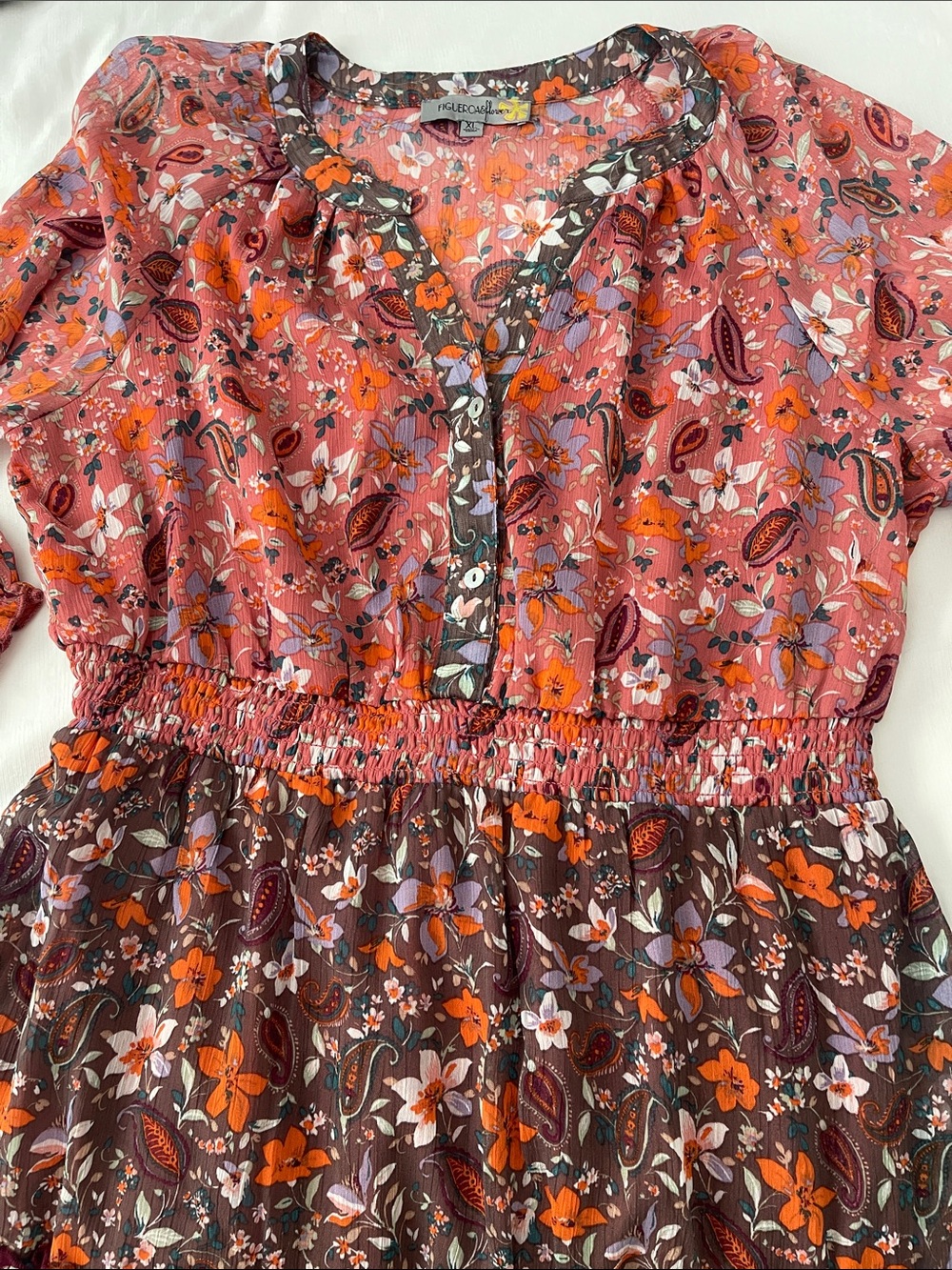 Anthropologie Rust Multi-Print Tiered Maxi Dress - Picture 4 of 12